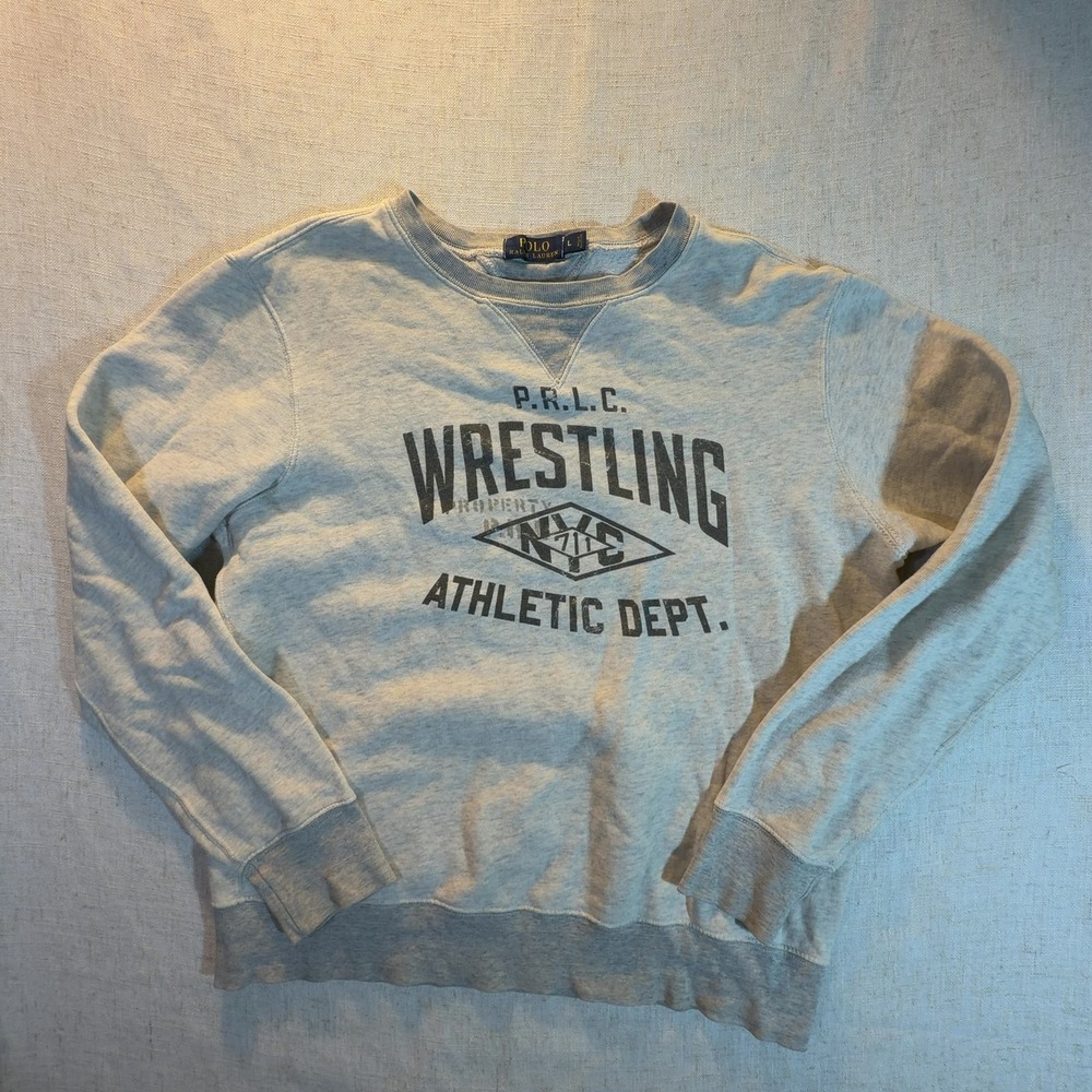 Polo Ralph Lauren Wrestling Graphic Sweatshirt Heather Gray Size Large